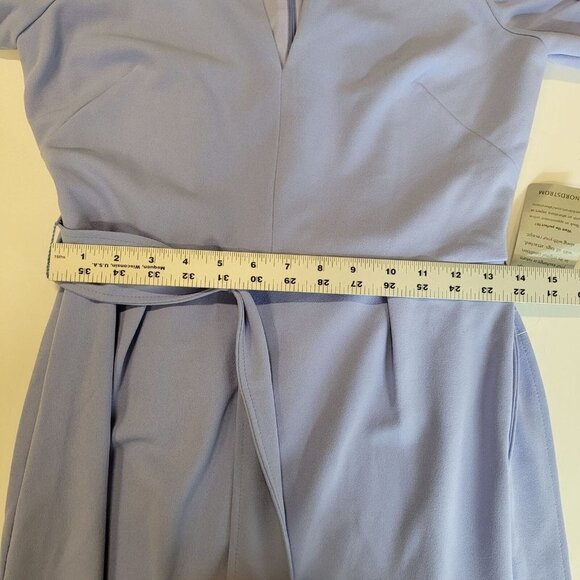 Donna Morgan Puff Sleeve Tie Waist Midi Sheath Dress Easter Egg Blue Size 2 NWT - Picture 11 of 12